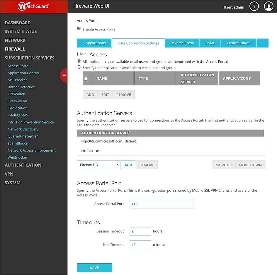 Screenshot of configure the Access Portal, picture3